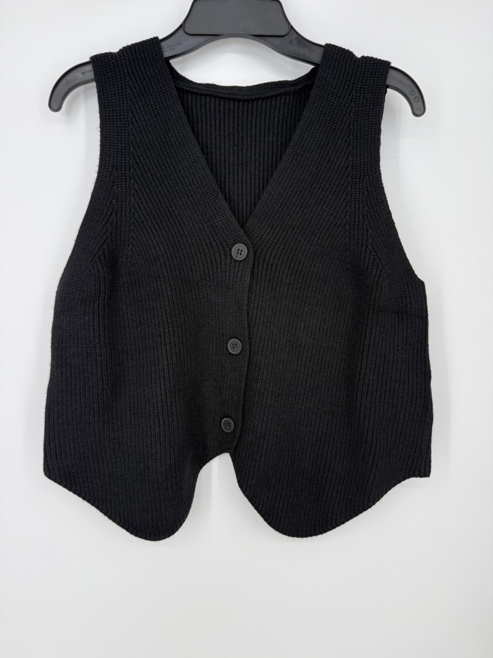 Black Knit Button-Front Vest Sweater size medium